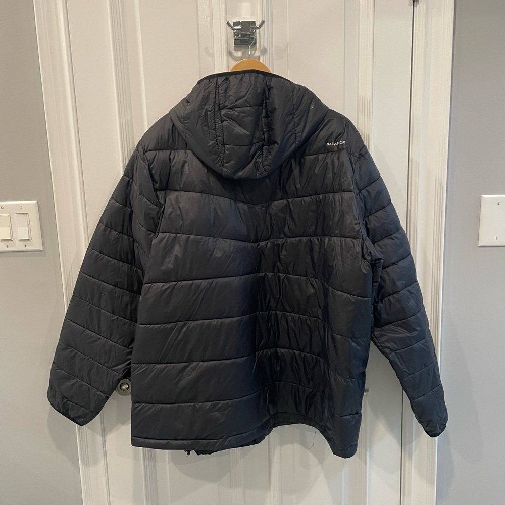 Paradox Mens Puffy Long Outerwear Winter Jacket with Hood Black 1X - Picture 5 of 10
